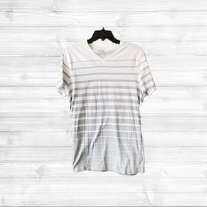 APT 9 White/Gray Striped T-Shirt Sz L